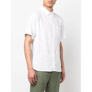 NWOT Vince Mens Classic Fit Short Sleeve Linen Cotton Shirt White XXL‎ New